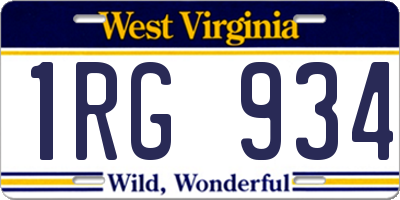 WV license plate 1RG934