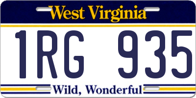 WV license plate 1RG935