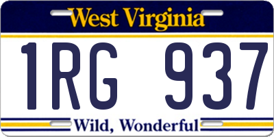 WV license plate 1RG937