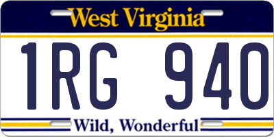 WV license plate 1RG940