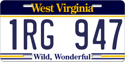 WV license plate 1RG947