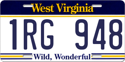 WV license plate 1RG948