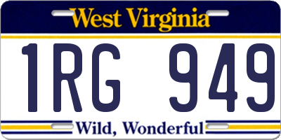 WV license plate 1RG949