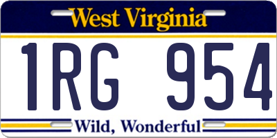WV license plate 1RG954