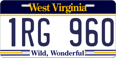 WV license plate 1RG960