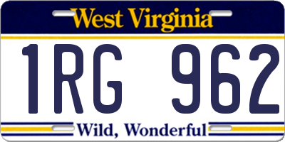 WV license plate 1RG962