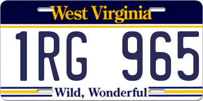 WV license plate 1RG965