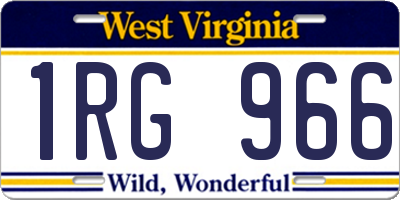 WV license plate 1RG966