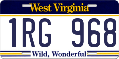 WV license plate 1RG968