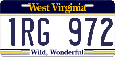 WV license plate 1RG972