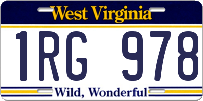 WV license plate 1RG978