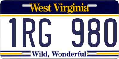 WV license plate 1RG980