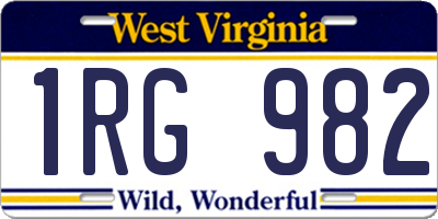 WV license plate 1RG982