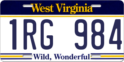 WV license plate 1RG984