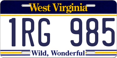 WV license plate 1RG985