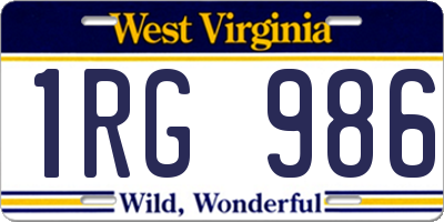WV license plate 1RG986