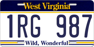 WV license plate 1RG987