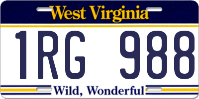 WV license plate 1RG988