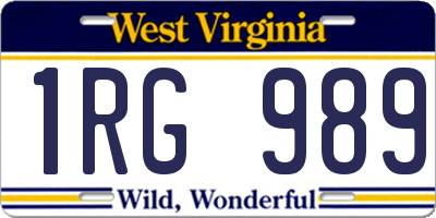 WV license plate 1RG989