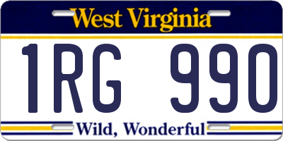 WV license plate 1RG990