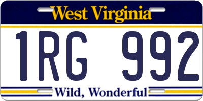 WV license plate 1RG992