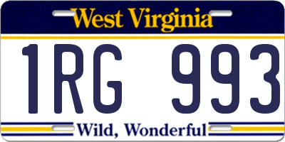 WV license plate 1RG993