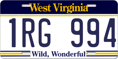 WV license plate 1RG994
