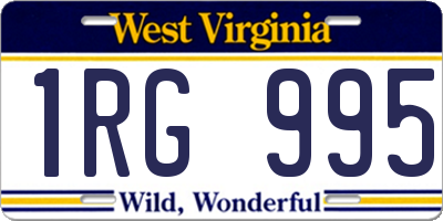 WV license plate 1RG995