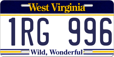 WV license plate 1RG996