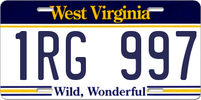 WV license plate 1RG997