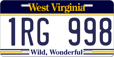 WV license plate 1RG998