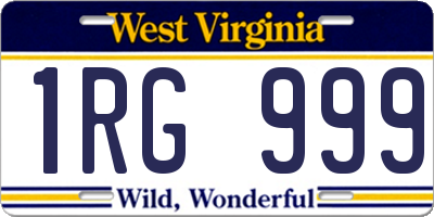 WV license plate 1RG999
