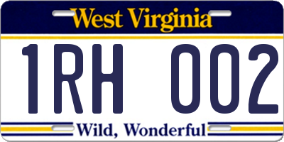 WV license plate 1RH002