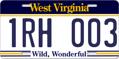 WV license plate 1RH003