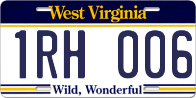 WV license plate 1RH006