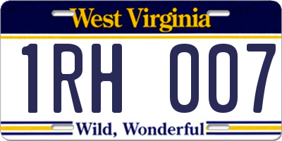 WV license plate 1RH007