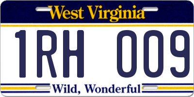 WV license plate 1RH009