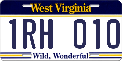 WV license plate 1RH010
