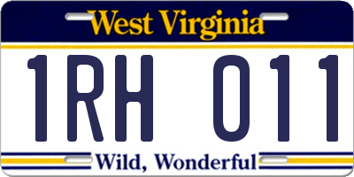 WV license plate 1RH011