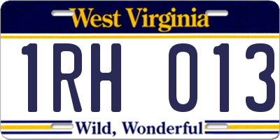 WV license plate 1RH013