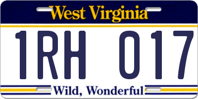 WV license plate 1RH017