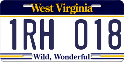 WV license plate 1RH018