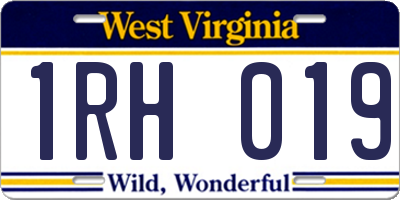 WV license plate 1RH019