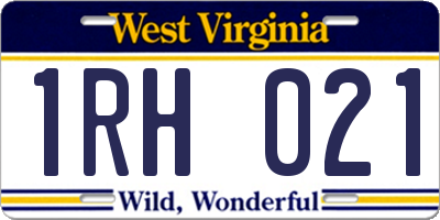 WV license plate 1RH021