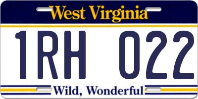 WV license plate 1RH022