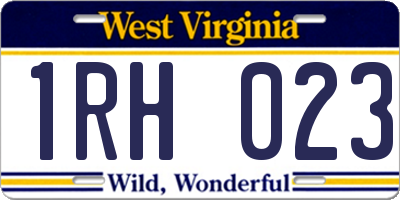 WV license plate 1RH023