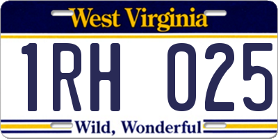 WV license plate 1RH025