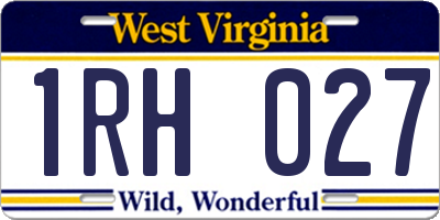 WV license plate 1RH027