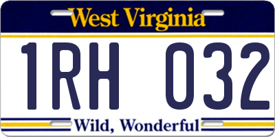WV license plate 1RH032