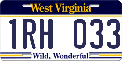 WV license plate 1RH033